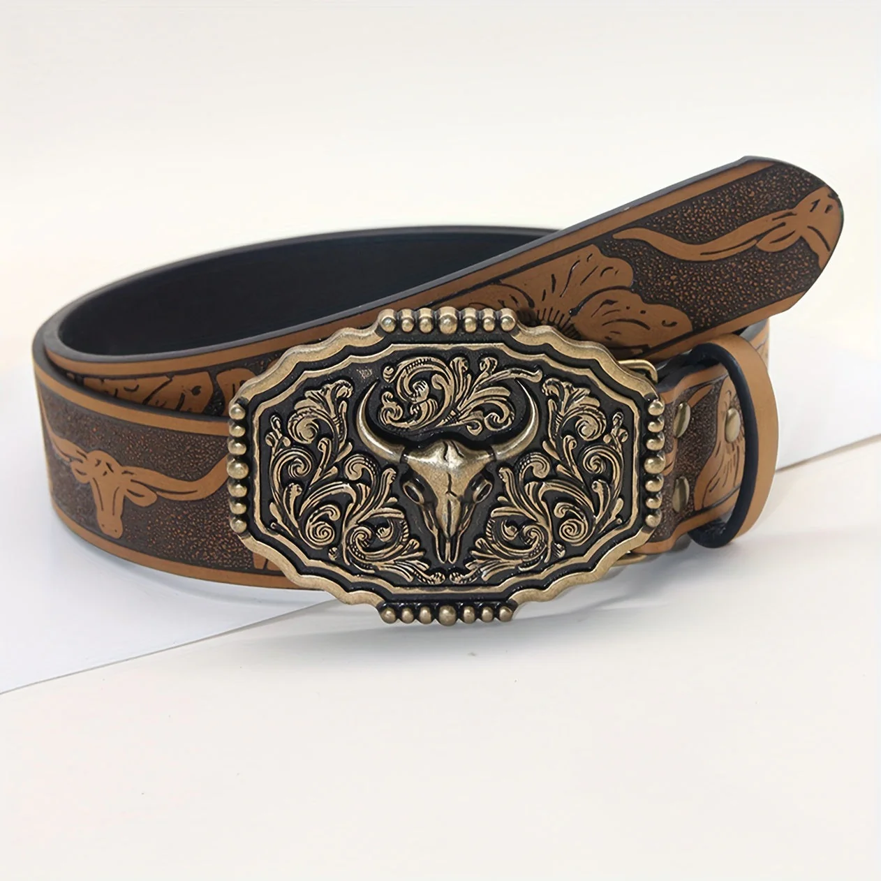 Caroline™ | Vintage Bull Head Western Belt - Image 3
