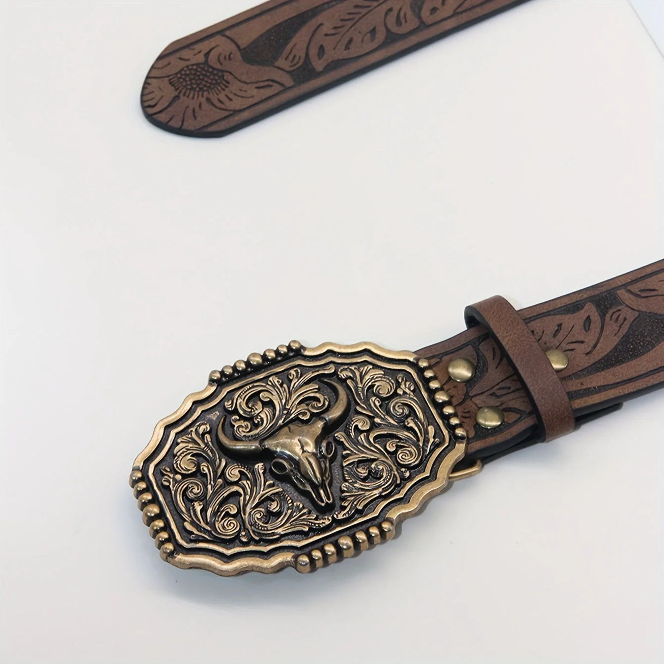 Caroline™ | Vintage Bull Head Western Belt - Image 4