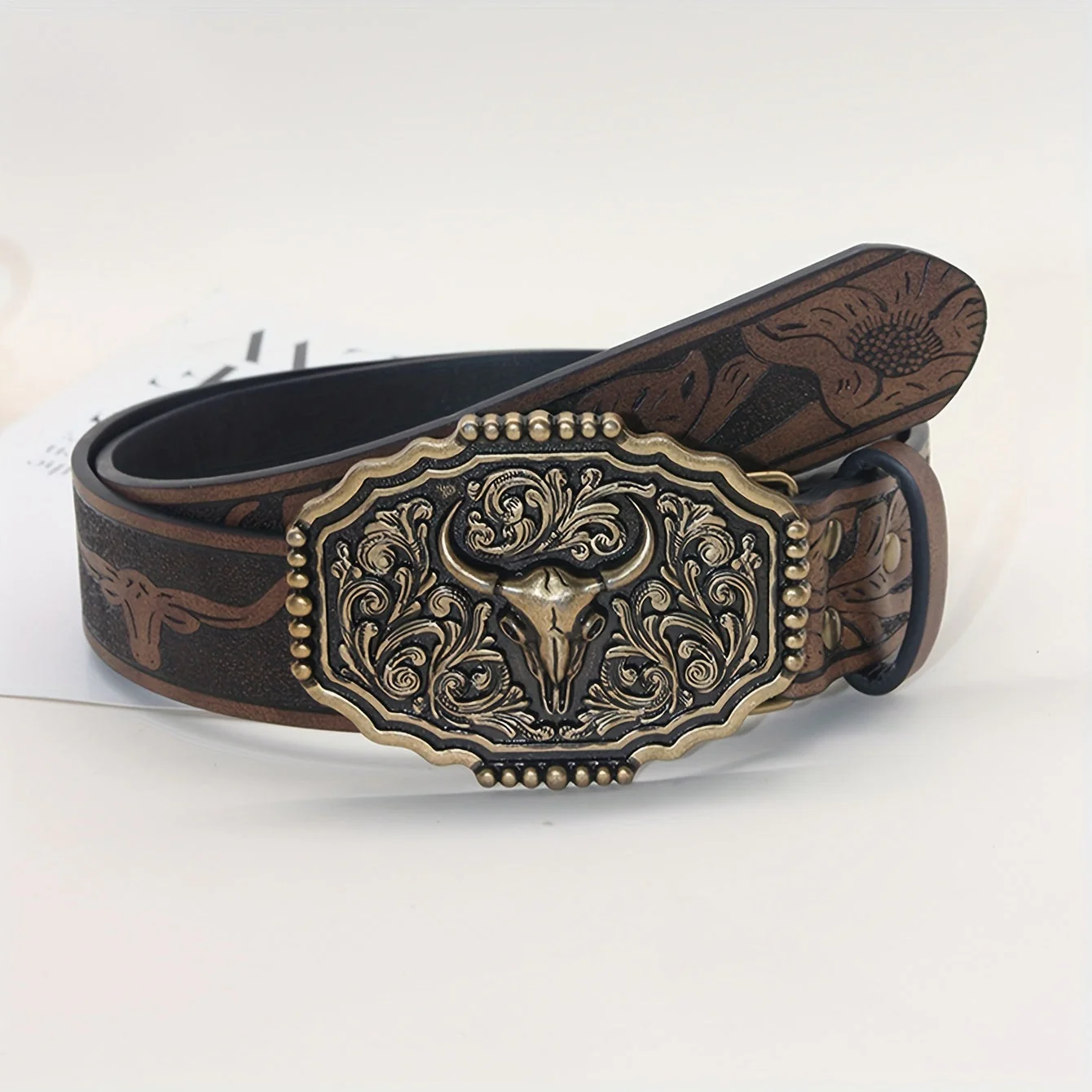 Caroline™ | Vintage Bull Head Western Belt - Image 6