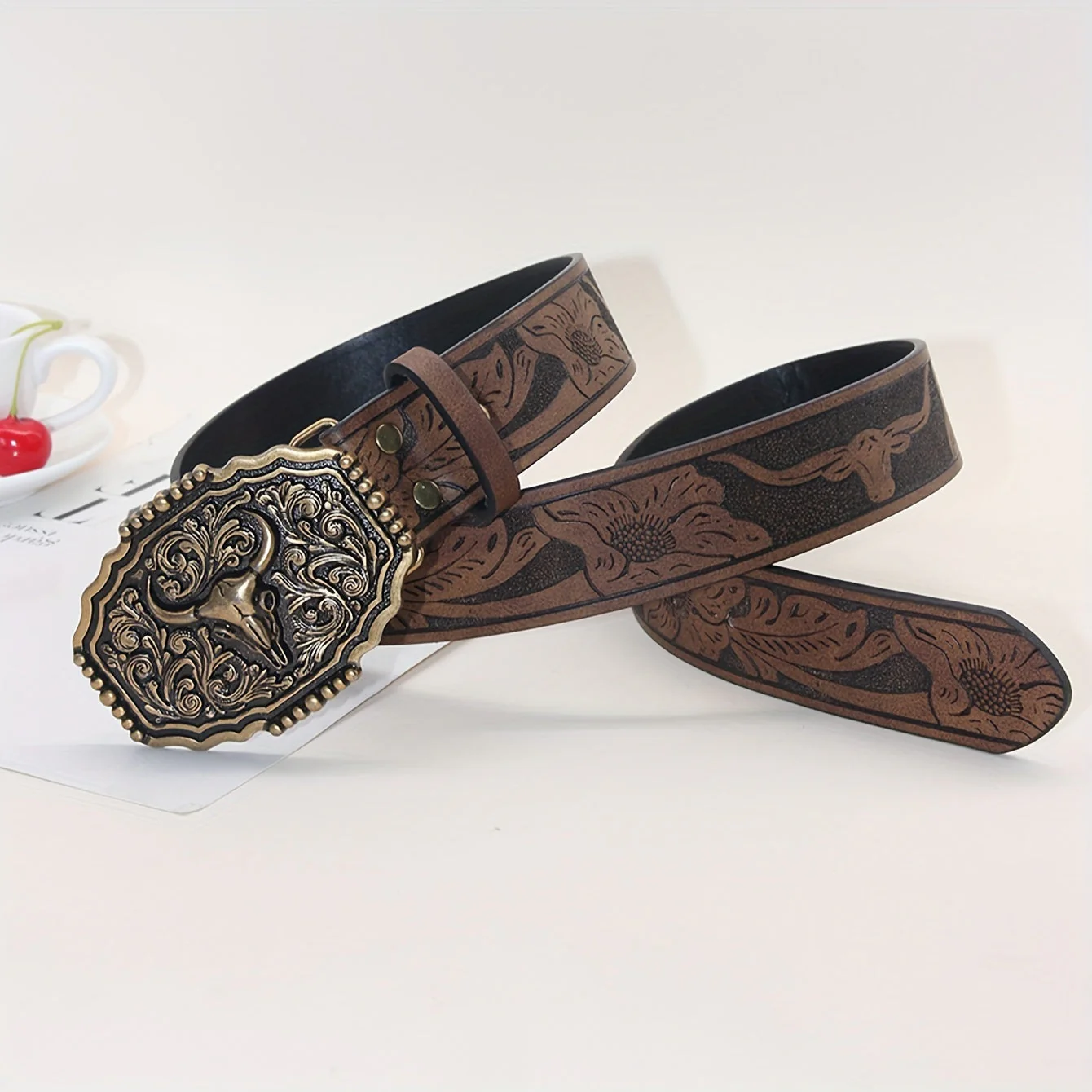 Caroline™ | Vintage Bull Head Western Belt - Image 8