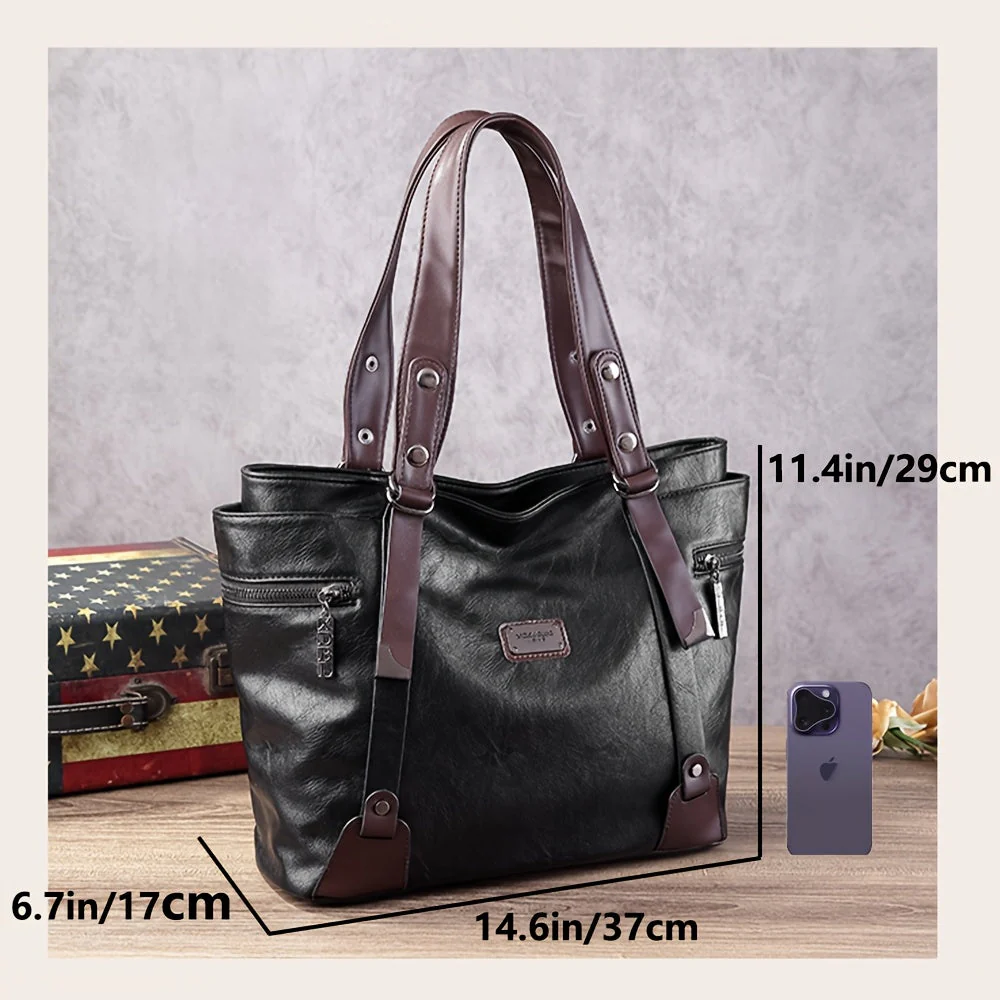 Beatrice™ | Classic Leather Shopping Bag - Image 4